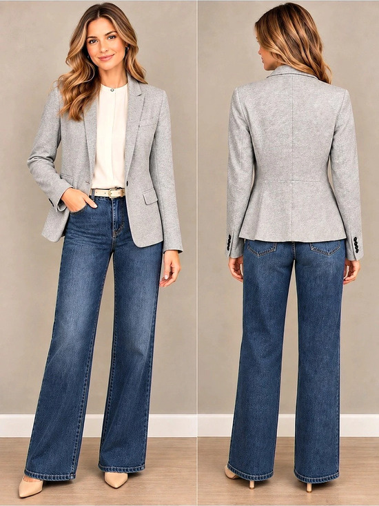 LOFT Jackets & Blazers - LOFT Gray Cotton Knit Blazer Jacket
Size 6 Classic Preppy Workwear